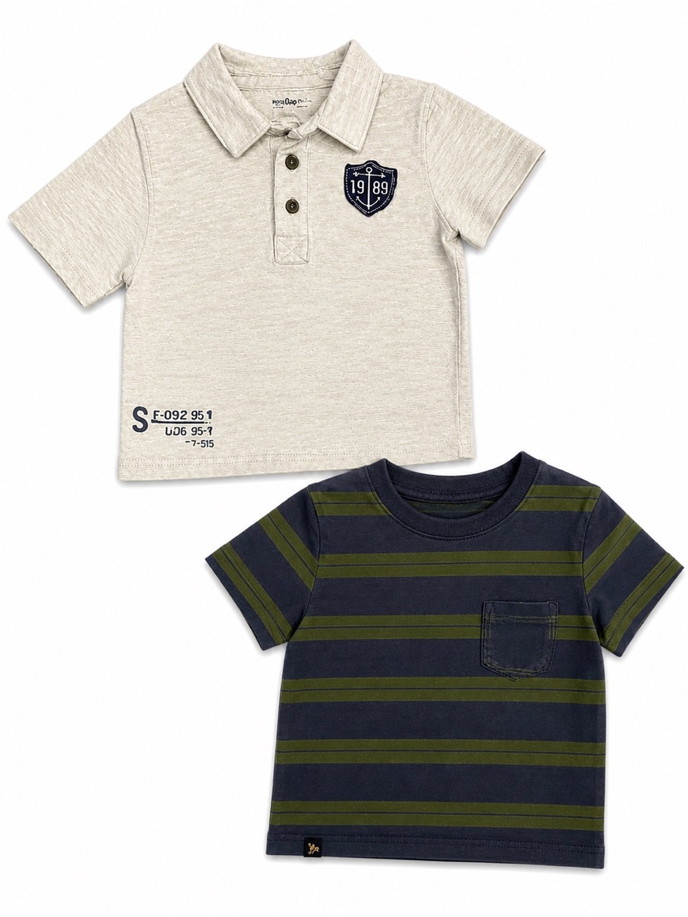 Baby GAP Lot of Two, Stripe Tee & Grey  Polo 18-24 Months - 0500